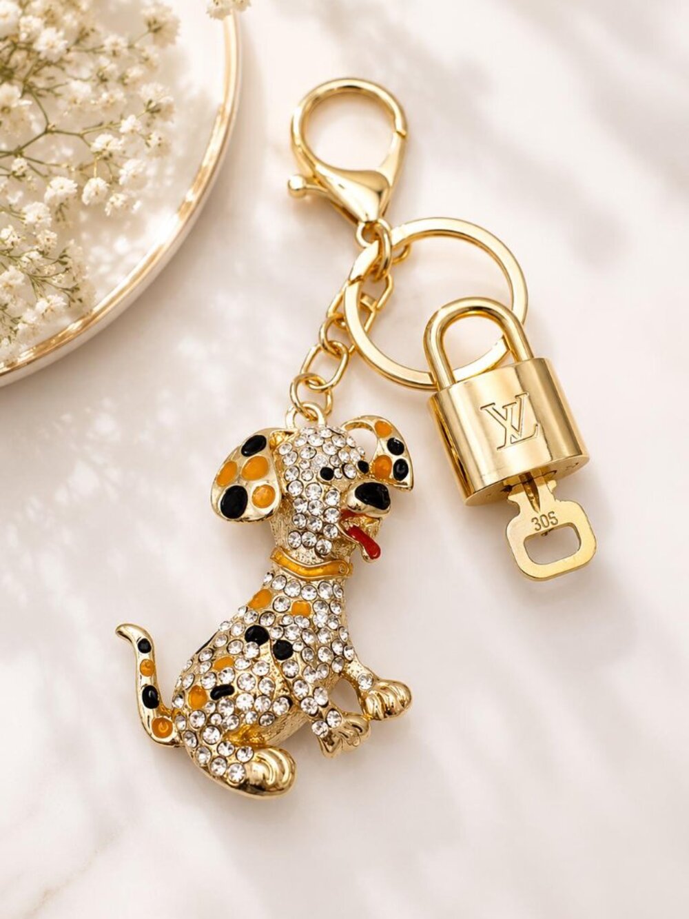 Louis Vuitton Gold Padlock 🔑 Authentic LV Unbranded Dog Keychain Bag Charm